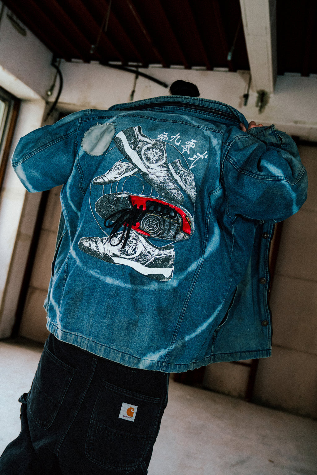 痲九零式 - 90 RELIC DENIM JACKET - BLACK RED