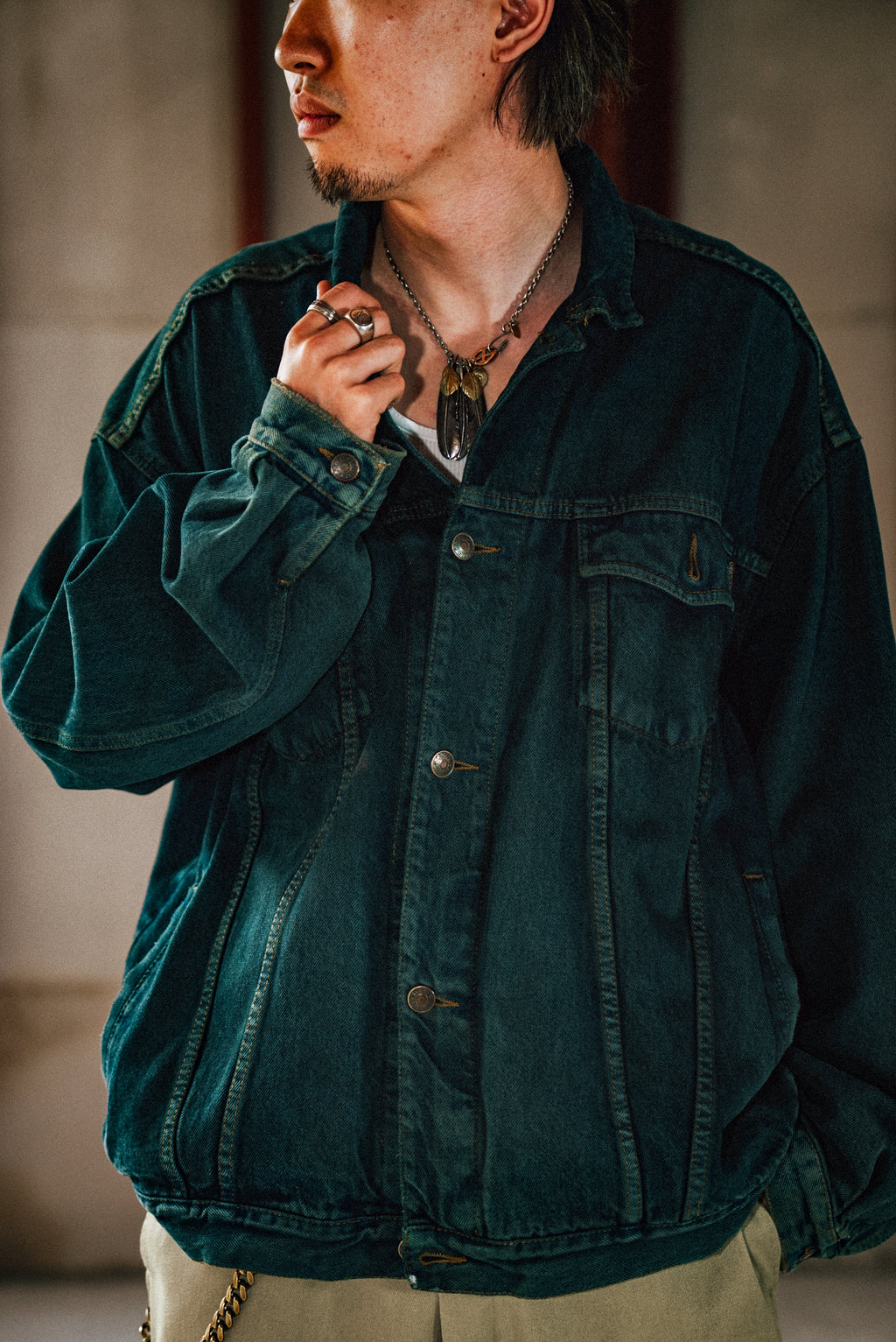 痲九零式 - 90 RELIC DENIM JACKET - WHITE RED